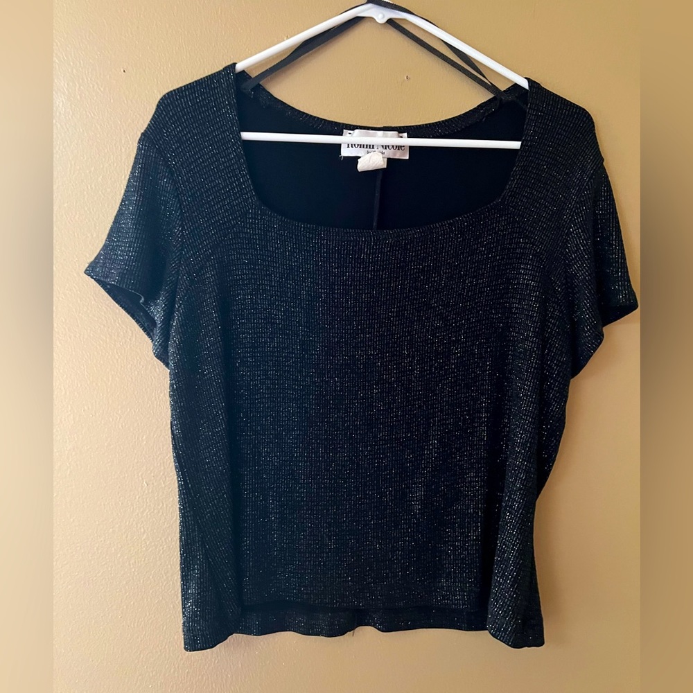 Ronni Nicole Vintage Sparkly/Shimmery Black Top (slightly cropped)